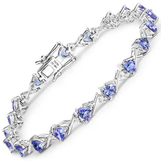 14K White Gold 4.47 CTW Genuine Tanzanite and White Diamond Bracelet