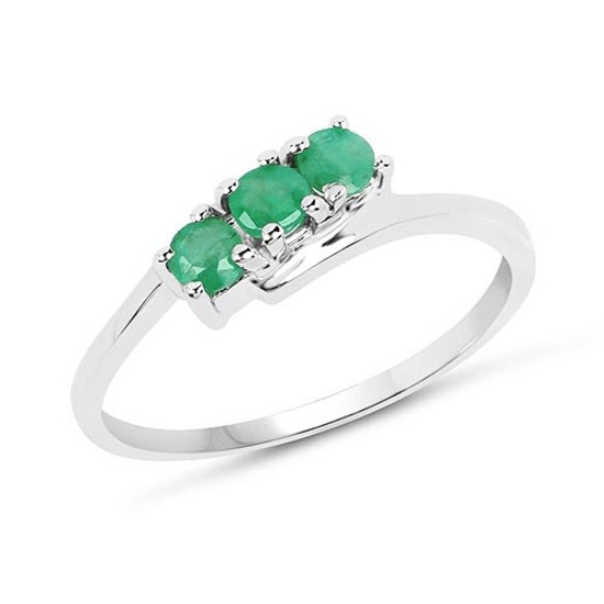 0.30 Carat Genuine Emerald .925 Sterling Silver Ring