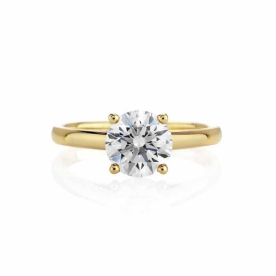 CERTIFIED 1.19 CTW E/VS1 ROUND DIAMOND SOLITAIRE RING IN 14K YELLOW GOLD