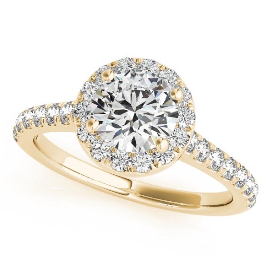 CERTIFIED 18K YELLOW GOLD 1.32 CT G-H/VS-SI1 DIAMOND HALO ENGAGEMENT RING