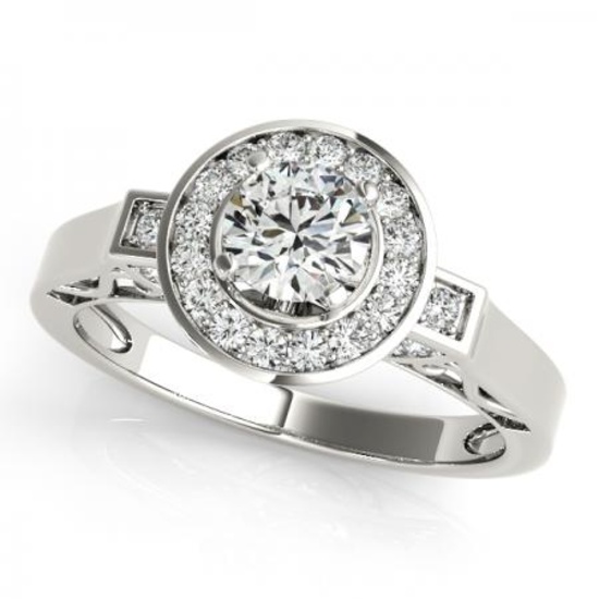 CERTIFIED PLATINUM 0.97 CTW G-H/VS-SI1 DIAMOND HALO ENGAGEMENT RING