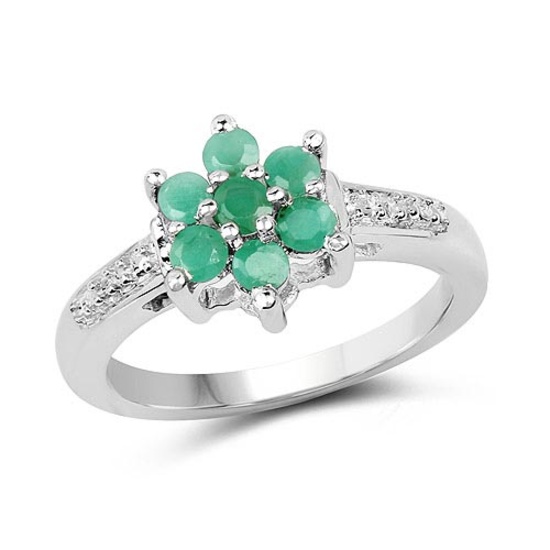 0.46 Carat Genuine Emerald .925 Sterling Silver Ring