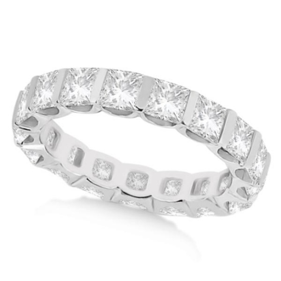 Bar-Set Princess Cut Diamond Eternity Ring Band 14k White Gold (1.15ct)