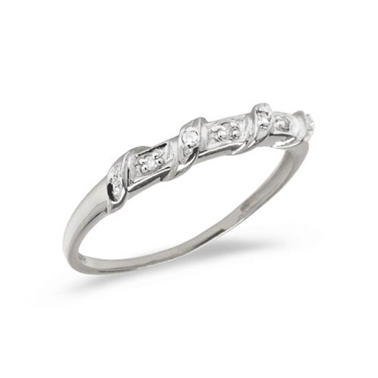 Certified 10K White Gold Diamond Band Ring 0.02 CTW