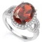 6 1/3 CARAT CREATED GARNET  3/5 CARAT CREATED WHITE SAPPHIRE 925 STERLING SILVER RING