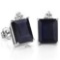 2.53 CARAT BLACK SAPPHIRE 10K SOLID WHITE GOLD OCTAGON SHAPE EARRING WITH 0.03 CTW DIAMOND