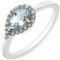 0.77 CTW Genuine Aquamarine and White Diamond 10K White Gold Ring
