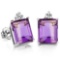 1.96 CARAT AMETHYST 10K SOLID WHITE GOLD OCTAGON SHAPE EARRING WITH 0.03 CTW DIAMOND