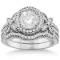 Butterfly Diamond Engagement Ring and Band 18k White Gold (1.18ct)