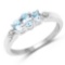 0.51 CTW Genuine Aquamarine and White Topaz .925 Sterling Silver Ring
