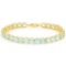 27 CT CREATED SKY BLUE TOPAZ 925 STERLING SILVER TENNIS BRACELET WITH GOLD PLATED IN ROUDN SHAPE