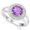 2 CT AMETHYST  CREATED WHITE SAPPHIRE 925 STERLING SILVER RING