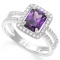 3 CARAT CREATED AMETHYST  2/5 CARAT CREATED WHITE SAPPHIRE 925 STERLING SILVER RING