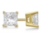 CERTIFIED 1 CTW PRINCESS G/SI2 DIAMOND SOLITAIRE EARRINGS IN 14K YELLOW GOLD