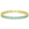 24.1 CT CREATED SKY BLUE TOPAZ 925 STERLING SILVER TENNIS BRACELET WITH GOLD PLATED IN SQUARE SHAPE