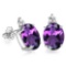 1.6 CARAT AMETHYST 10K SOLID WHITE GOLD OVAL SHAPE EARRING WITH 0.03 CTW DIAMOND