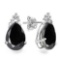 1.95 CARAT BLACK SAPPHIRE 10K SOLID WHITE GOLD PEAR SHAPE EARRING WITH 0.03 CTW DIAMOND