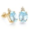 1.8 CARAT SKY BLUE TOPAZ 10K SOLID YELLOW GOLD OVAL SHAPE EARRING WITH 0.03 CTW DIAMOND