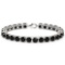 27 CT CREATED BLACK SAPPHIRE 925 STERLING SILVER TENNIS BRACELET IN ROUDN SHAPE