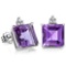 2.0 CARAT AMETHYST 10K SOLID WHITE GOLD SQUARE SHAPE EARRING WITH 0.03 CTW DIAMOND