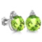 2.0 CARAT PERIDOT 10K SOLID WHITE GOLD ROUND SHAPE EARRING WITH 0.03 CTW DIAMOND
