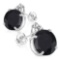 2.16 CARAT BLACK SAPPHIRE 10K SOLID WHITE GOLD ROUND SHAPE EARRING WITH 0.03 CTW DIAMOND