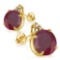 2.05 CARAT RUBY 10K SOLID YELLOW GOLD ROUND SHAPE EARRING WITH 0.03 CTW DIAMOND