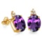 1.6 CARAT AMETHYST 10K SOLID YELLOW GOLD OVAL SHAPE EARRING WITH 0.03 CTW DIAMOND
