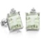 1.85 CARAT GREEN AMETHYST 10K SOLID WHITE GOLD OCTAGON SHAPE EARRING WITH 0.03 CTW DIAMOND