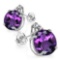 1.4 CARAT AMETHYST 10K SOLID WHITE GOLD ROUND SHAPE EARRING WITH 0.03 CTW DIAMOND
