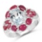 3.54 CTW Genuine Aquamarine Ruby and White Topaz .925 Sterling Silver Ring
