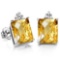 1.7 CARAT CITRINE 10K SOLID WHITE GOLD OCTAGON SHAPE EARRING WITH 0.03 CTW DIAMOND