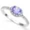 0.44 CT GENUINE TANZANITE & GENUINE DIAMOND (24 PCS) 10KT SOLI WHITE GOLD RING