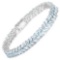 10.34 CTW Genuine Aquamarine .925 Sterling Silver Bracelet