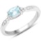 0.47 CTW Genuine Aquamarine and White Zircon .925 Sterling Silver Ring