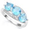 3 CARAT CREATED BLUE TOPAZ  GENUINE DIAMOND 925 STERLING SILVER RING