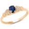 0.44 CTW Genuine Blue Sapphire and White Diamond 14K Yellow Gold Ring