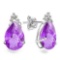 1.4 CARAT AMETHYST 10K SOLID WHITE GOLD PEAR SHAPE EARRING WITH 0.03 CTW DIAMOND