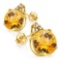 1.5 CARAT CITRINE 10K SOLID YELLOW GOLD ROUND SHAPE EARRING WITH 0.03 CTW DIAMOND