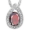 1.52 CT GARNET & CZ (25 PCS) 10KT SOLID WHITE GOLD PENDANT