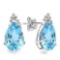 1.8 CARAT SKY BLUE TOPAZ 10K SOLID WHITE GOLD PEAR SHAPE EARRING WITH 0.03 CTW DIAMOND