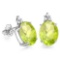 1.6 CARAT PERIDOT 10K SOLID WHITE GOLD OVAL SHAPE EARRING WITH 0.03 CTW DIAMOND