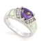 3 1/2 CARAT CREATED AMETHYST & 1 CARAT CREATED FIRE OPAL 925 STERLING SILVER RING