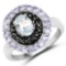 1.77 CTW Genuine Aquamarine Black Spinel and Tanzanite .925 Sterling Silver Ring