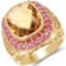 18K Yellow Gold Plated 6.35 CTW Genuine Citrine & Ruby .925 Sterling Silver Ring