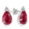 1.6 CARAT RUBY 10K SOLID WHITE GOLD PEAR SHAPE EARRING WITH 0.03 CTW DIAMOND