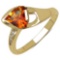 14K Yellow Gold Plated 1.09 CTW Genuine Citrine & White Topaz .925 Streling Silver Ring