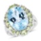 12.77 CTW Genuine Blue Topaz and Peridot .925 Sterling Silver Ring