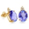 2.45 CARAT LAB TANZANITE 10K SOLID YELLOW GOLD OVAL SHAPE EARRING WITH 0.03 CTW DIAMOND