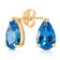 3.15 Carat 14K Solid Gold Stud Earrings Natural Blue Topaz